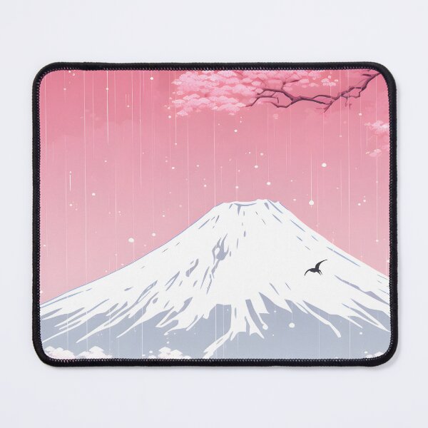 Item preview, Cherry Pink Mount Fuji Japanese White Border Aesthetic designed and sold by RibbitFans101.
