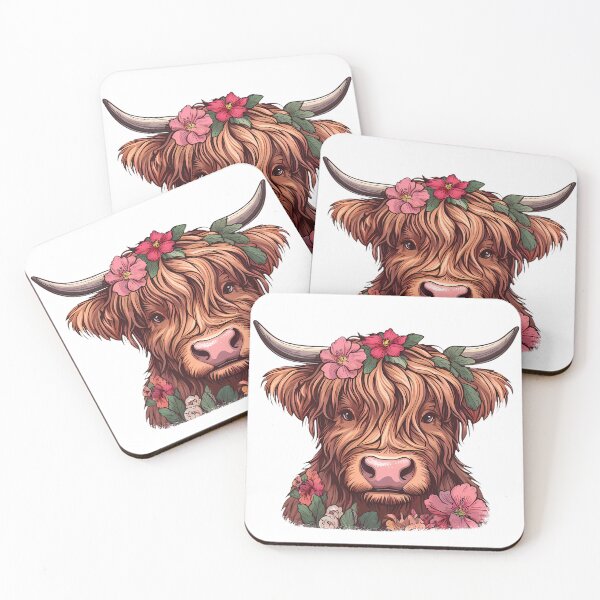 Item preview, Floral Highland Cow Sticker Pack Scottish Highlander Bundle Floral Highlander Sticker Set designed and sold by Beanster-nl.