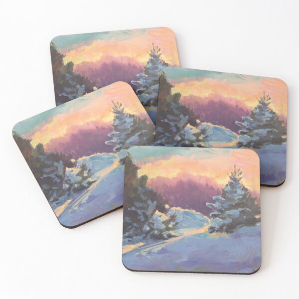 Item preview, Sunset between the Spruce original oil painting by K Mussack designed and sold by K Mussack.