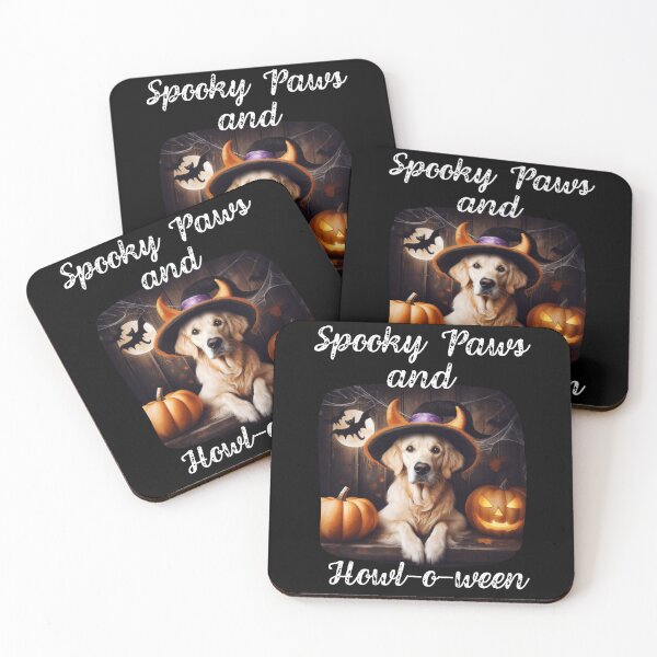 Item preview, Spooky Paws and Howl-o-ween Halloween Golden Retriever designed and sold by Golden-Heaven.