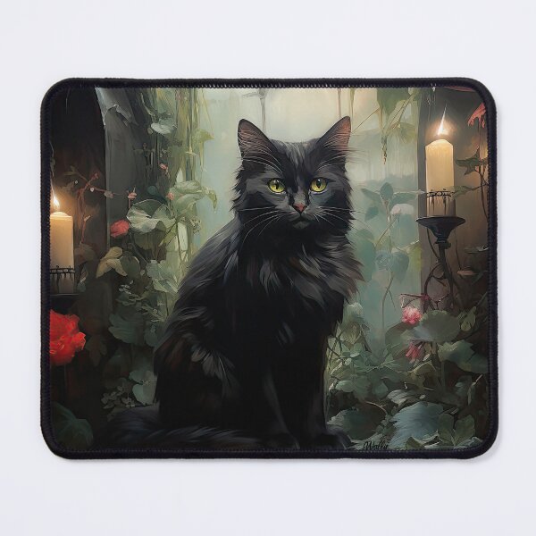 Item preview, Black mythical cat in the secret greenhouse in Gothic style designed and sold by WallyPink.
