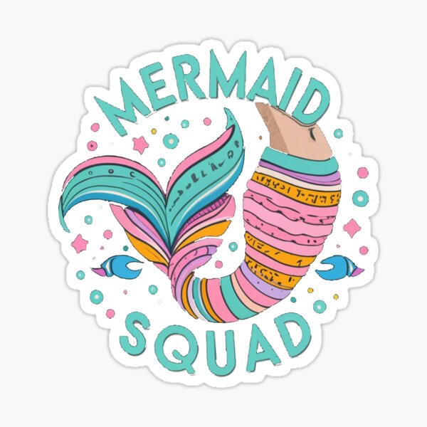 Mermaid Squad Cute Mermaid Art Birthday Party' Sticker