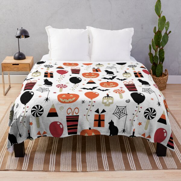 Item preview, Halloween Skulls Bats Spiders Pumpkins Party Pattern designed and sold by Blue-Banana.