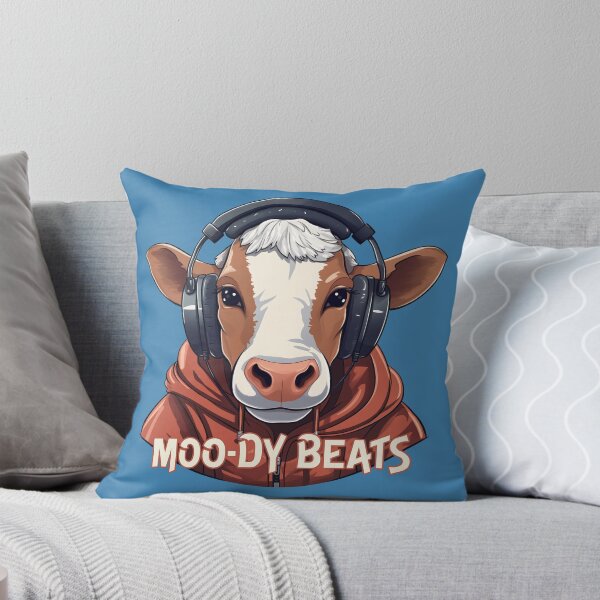 Aperçu de l'œuvre Moo-dy Beats - Vache avec des écouteurs créée et vendue par ILikeToasters.