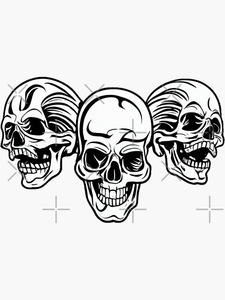 Thumbnail 3 of 3, Sticker, Three skulls laughing designed and sold by Coollzone.