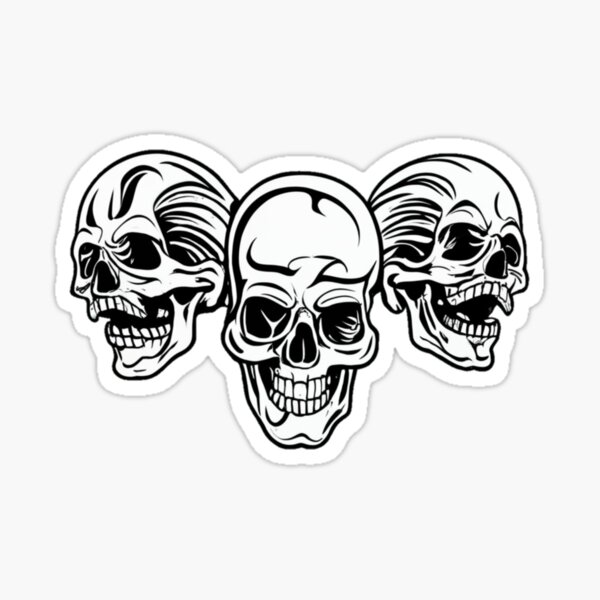 Three skulls laughing Sticker
