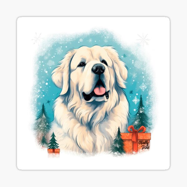 Great Pyrenees Dog Christmas Sticker for Sale by Artwoof