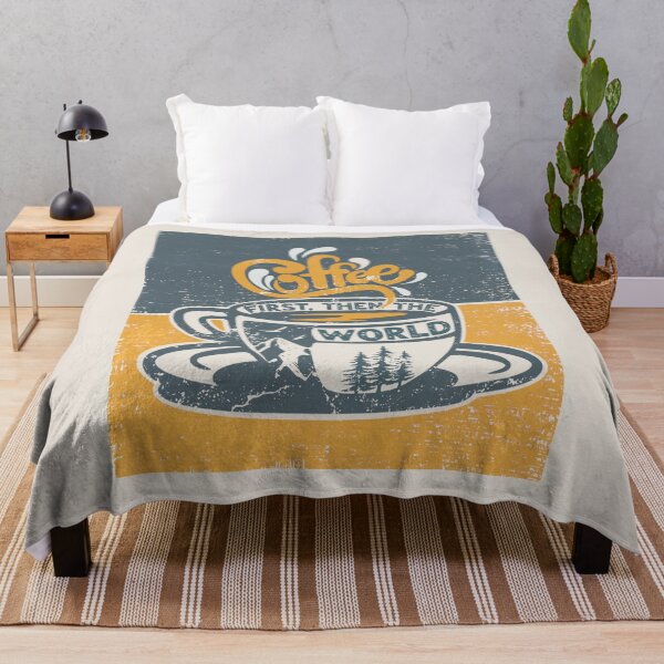 Item preview, Coffee First Then The World - Outdoor Adventure Hiking Camping Retro designed and sold by mountainfad.