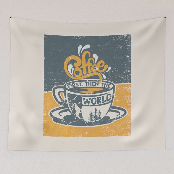 Item preview, Coffee First Then The World - Outdoor Adventure Hiking Camping Retro designed and sold by mountainfad.