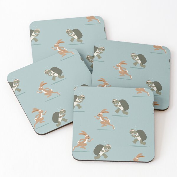 Item preview, running club - tortoise and the hare - dusty blue designed and sold by littlearrow.