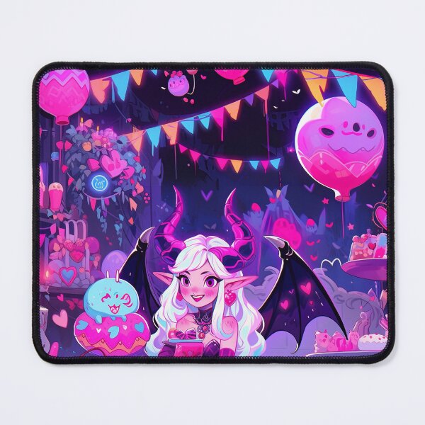 Item preview, Adorable Purple Pink Party Demon Anime Girl designed and sold by bubblegoth.
