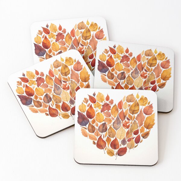 Item preview, fall leaves in the shape of a heart print designed and sold by dcrc.