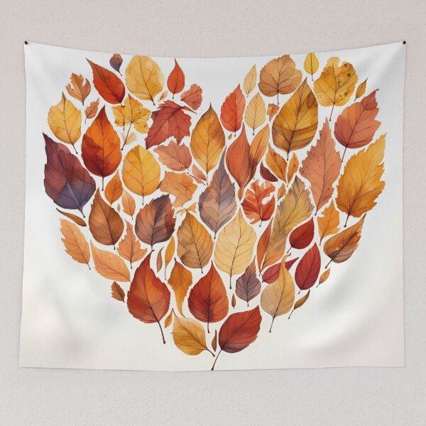 Item preview, fall leaves in the shape of a heart print designed and sold by dcrc.