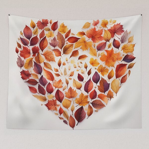 Item preview, fall leaves in the shape of a heart print designed and sold by dcrc.