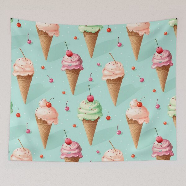 Item preview, Waffle Cone Ice Cream Seamless Pattern designed and sold by exitbird.