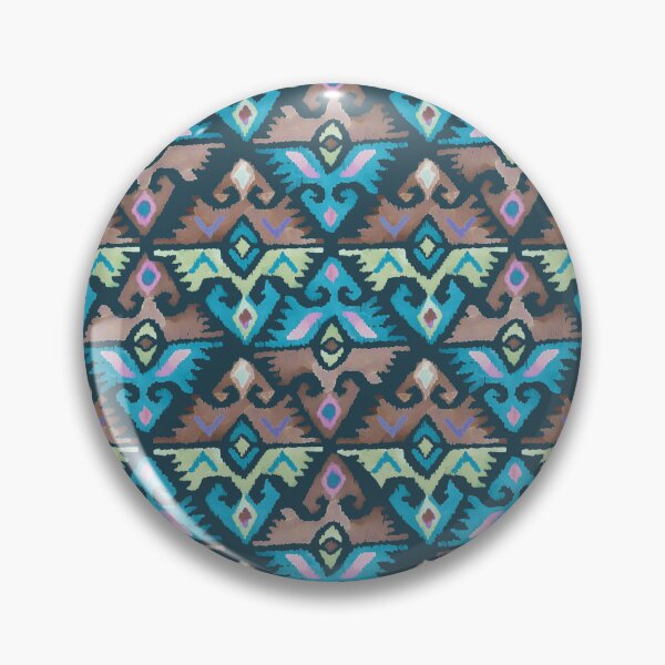 Item preview, Ethnic geometric carpet  blue brown designed and sold by Alessandro Remo Mazzoni Remotextiles.