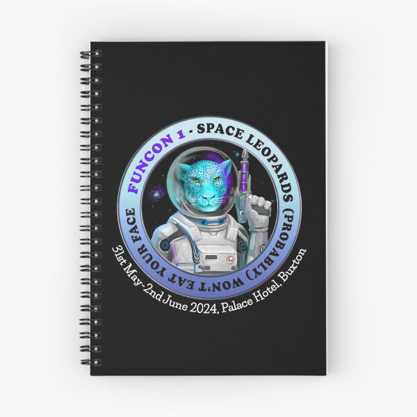 Aperçu de l'œuvre Logo Space Leopards (informations con, texte blanc) créée et vendue par Funcon.