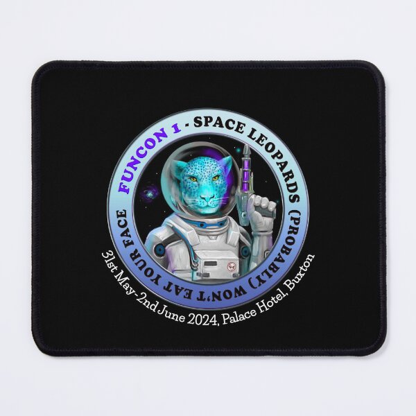 Aperçu de l'œuvre Logo Space Leopards (informations con, texte blanc) créée et vendue par Funcon.