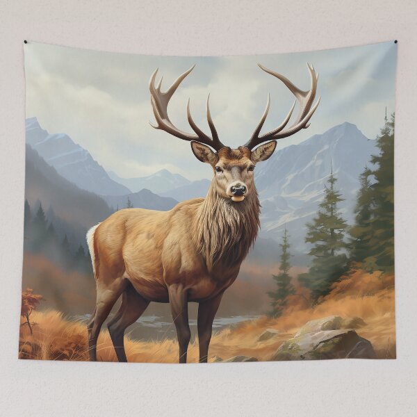 Item preview, Deer and mountains scenery designed and sold by Inktown.