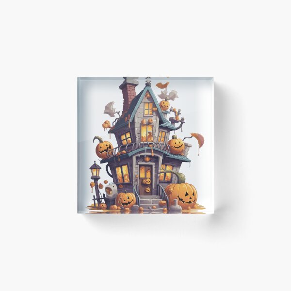 Item preview, Halloween Cute Cartoon Haunted House with Pumpkins (Image 1/20) designed and sold by DigitalArtify.
