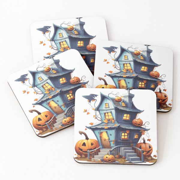 Item preview, Halloween Cute Cartoon Haunted House with Pumpkins (Image 3/20) designed and sold by DigitalArtify.