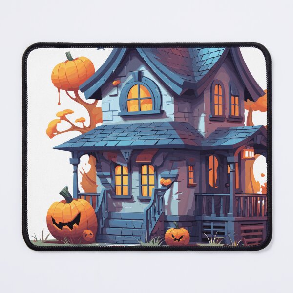 Item preview, Halloween Cute Cartoon Haunted House with Pumpkins (Image 4/20) designed and sold by DigitalArtify.