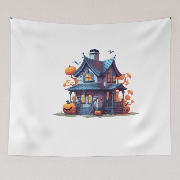 Item preview, Halloween Cute Cartoon Haunted House with Pumpkins (Image 4/20) designed and sold by DigitalArtify.