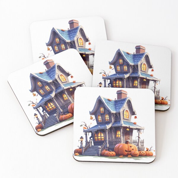 Item preview, Halloween Cute Cartoon Haunted House with Pumpkins (Image 5/20) designed and sold by DigitalArtify.