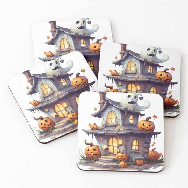 Item preview, Halloween Cute Cartoon Haunted House with Pumpkins (Image 6/20) designed and sold by DigitalArtify.