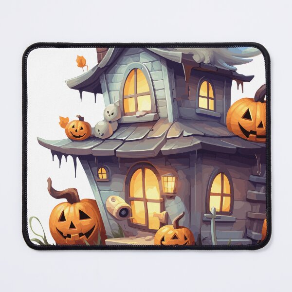 Item preview, Halloween Cute Cartoon Haunted House with Pumpkins (Image 6/20) designed and sold by DigitalArtify.