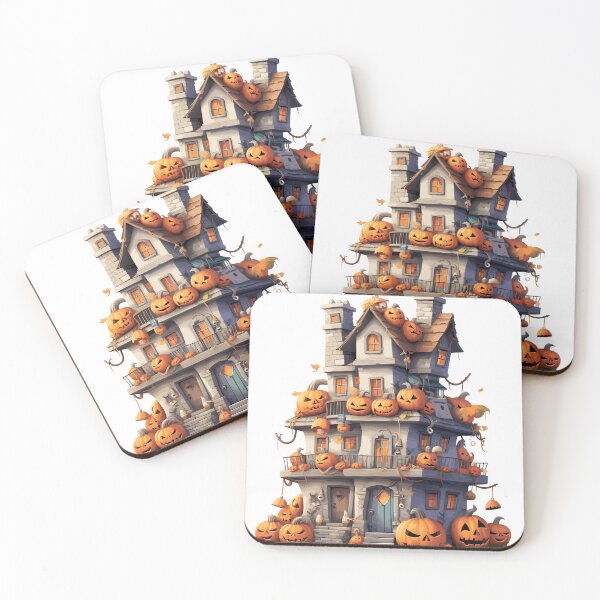 Item preview, Halloween Cute Cartoon Haunted House with Pumpkins (Image 8/20) designed and sold by DigitalArtify.