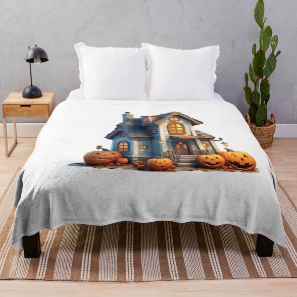 Item preview, Halloween Cute Cartoon Haunted House with Pumpkins (Image 10/20) designed and sold by DigitalArtify.