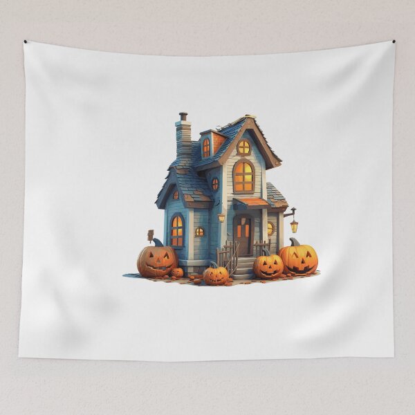 Item preview, Halloween Cute Cartoon Haunted House with Pumpkins (Image 10/20) designed and sold by DigitalArtify.
