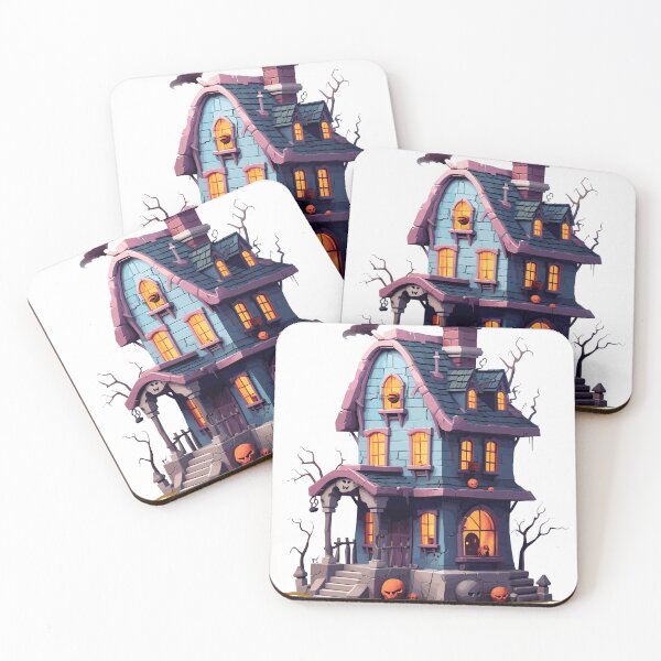 Item preview, Halloween Cute Cartoon Haunted House with Pumpkins (Image 11/20) designed and sold by DigitalArtify.