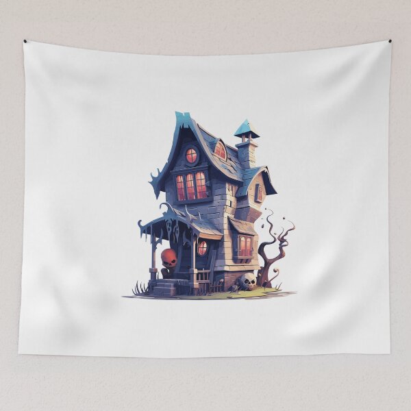 Item preview, Halloween Cute Cartoon Haunted House with Pumpkins (Image 12/20) designed and sold by DigitalArtify.