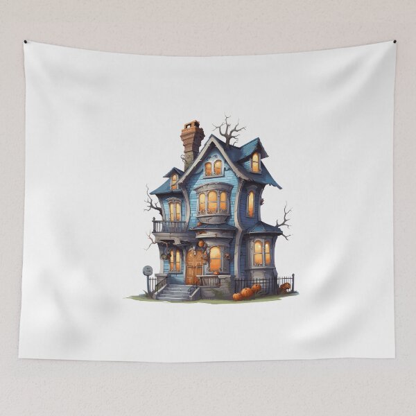 Item preview, Halloween Cute Cartoon Haunted House with Pumpkins (Image 13/20) designed and sold by DigitalArtify.