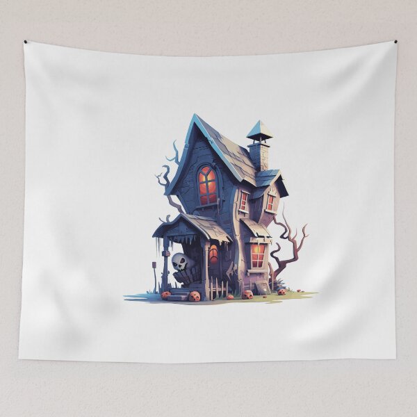 Item preview, Halloween Cute Cartoon Haunted House with Pumpkins (Image 16/20) designed and sold by DigitalArtify.