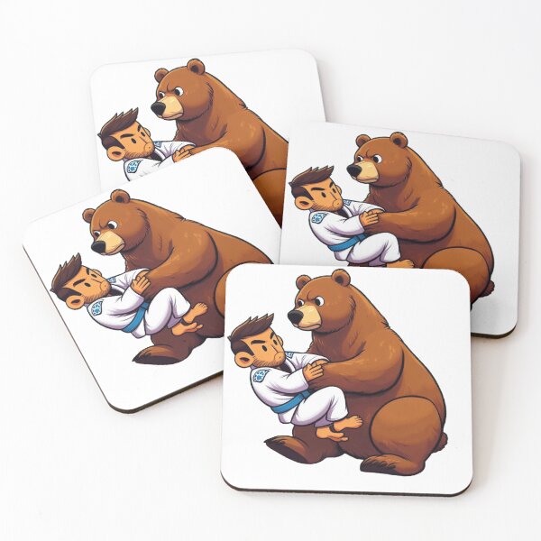 Item preview, BJJ Fighter bear cute cartoon style white gi designed and sold by Martial-Art-23.