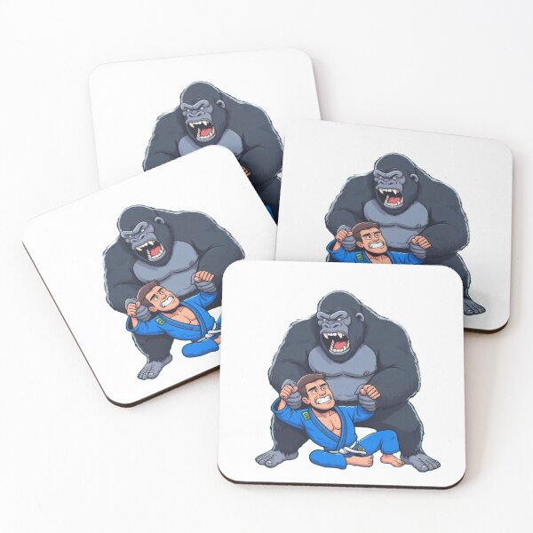Item preview, Gorilla Fighting a BJJ man in blue GI   designed and sold by Martial-Art-23.