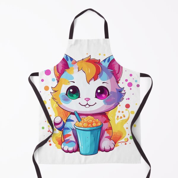 Item preview, Multicolor Kawaii Cat Drinking Boba Tea designed and sold by skullcap-prints.