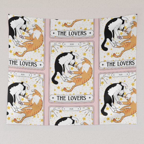 Item preview, Tarot Card Tuxedo Cat The Lovers designed and sold by BettySpicer.
