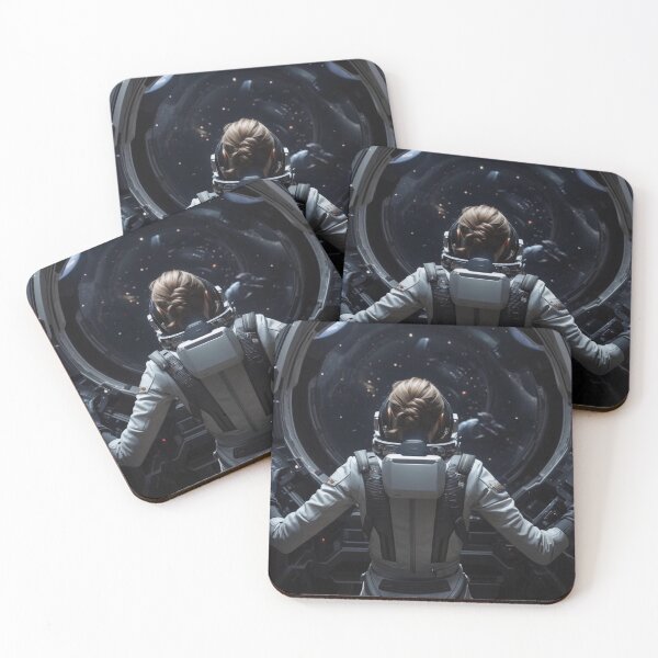 Item preview, Female astronaut looks into space - rear view designed and sold by biiid.