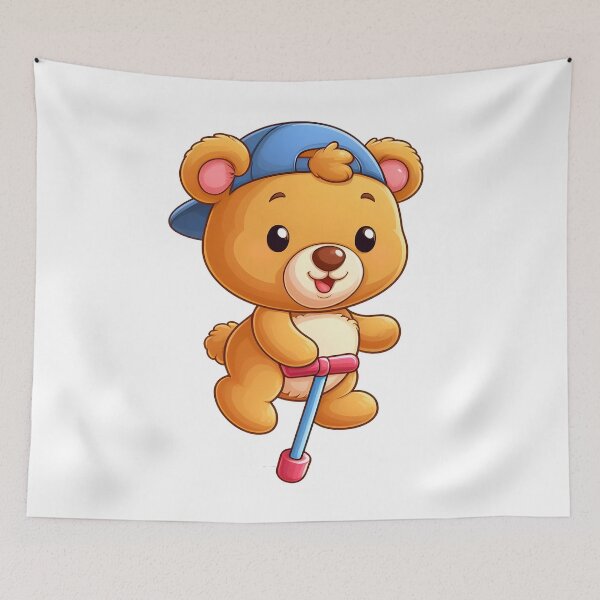 Item preview, Cute Bear Jumping With a Pogo Kawaii designed and sold by TeddybearClub.