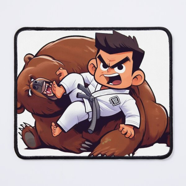 Item preview, BJJ Fighter bear cute cartoon style designed and sold by Martial-Art-23.