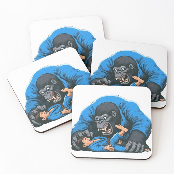 Item preview, Gorilla Fighting a BJJ man in blue GI designed and sold by Martial-Art-23.