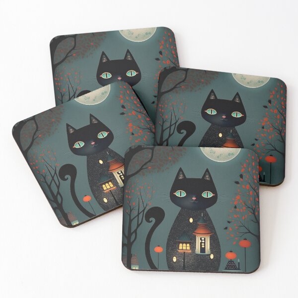 Item preview, Halloween Mystical Black Cat Fusion- Whimsical, Surreal, Avant-Garde Fantasy Art designed and sold by OlfactoART Studio.