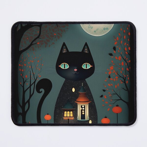 Item preview, Halloween Mystical Black Cat Fusion- Whimsical, Surreal, Avant-Garde Fantasy Art designed and sold by OlfactoART Studio.