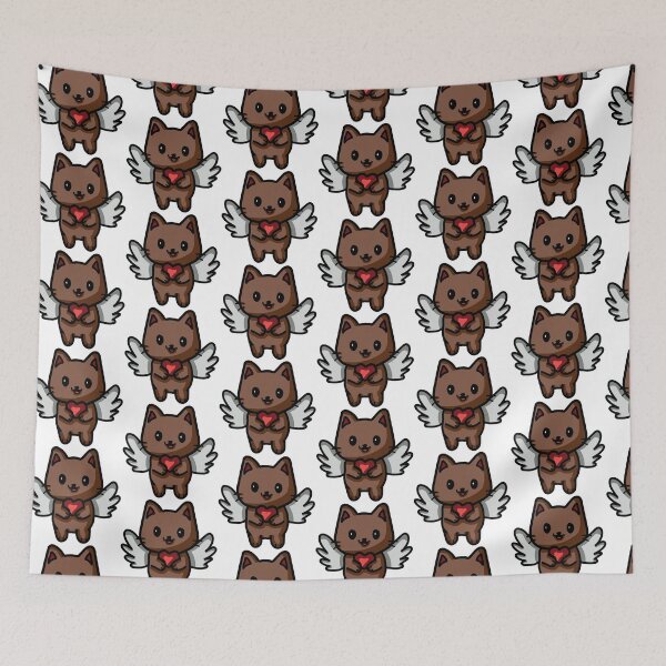 Item preview, cute brown cat with wings and heart designed and sold by ChesssesShop.