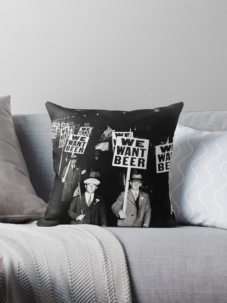 Prohibition We Want Beer - Black and White Vintage Bar Wall Decor  Throw  Pillow for Sale by RetroNova