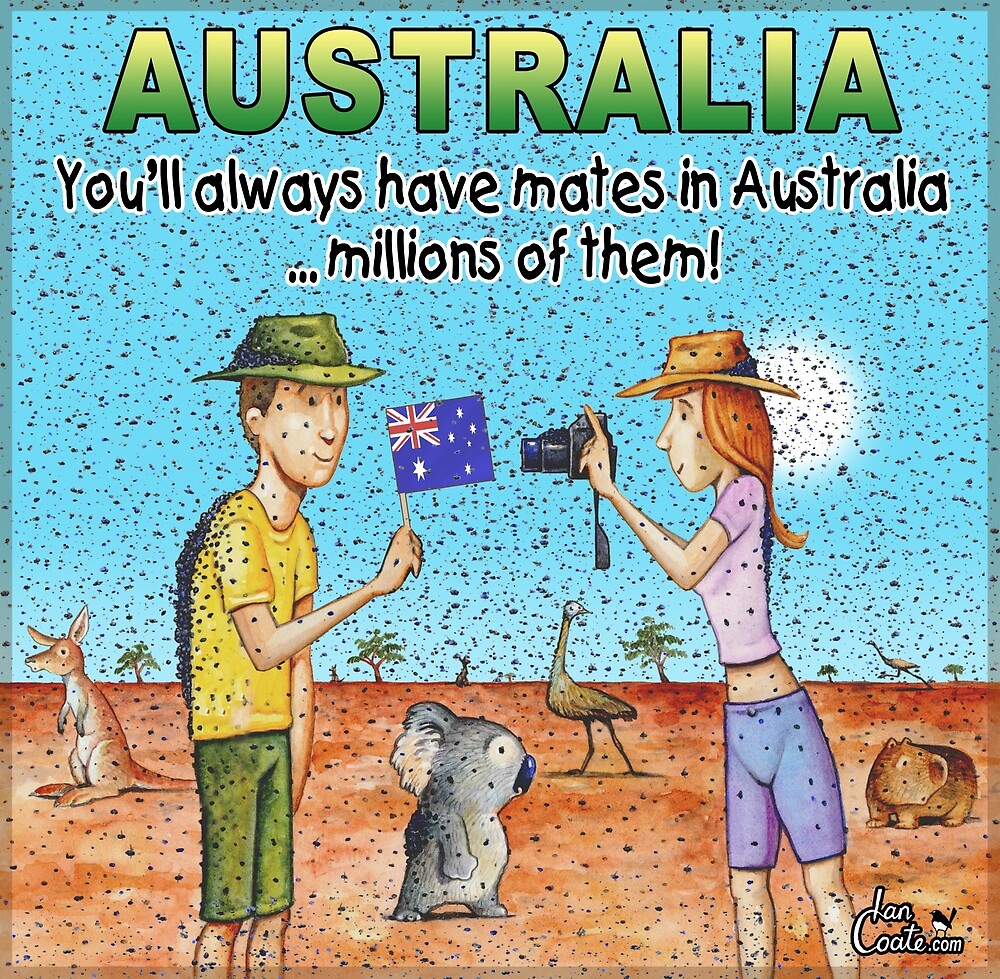 "Aussie Moment Australian Mates and Flies" by iancoate Redbubble